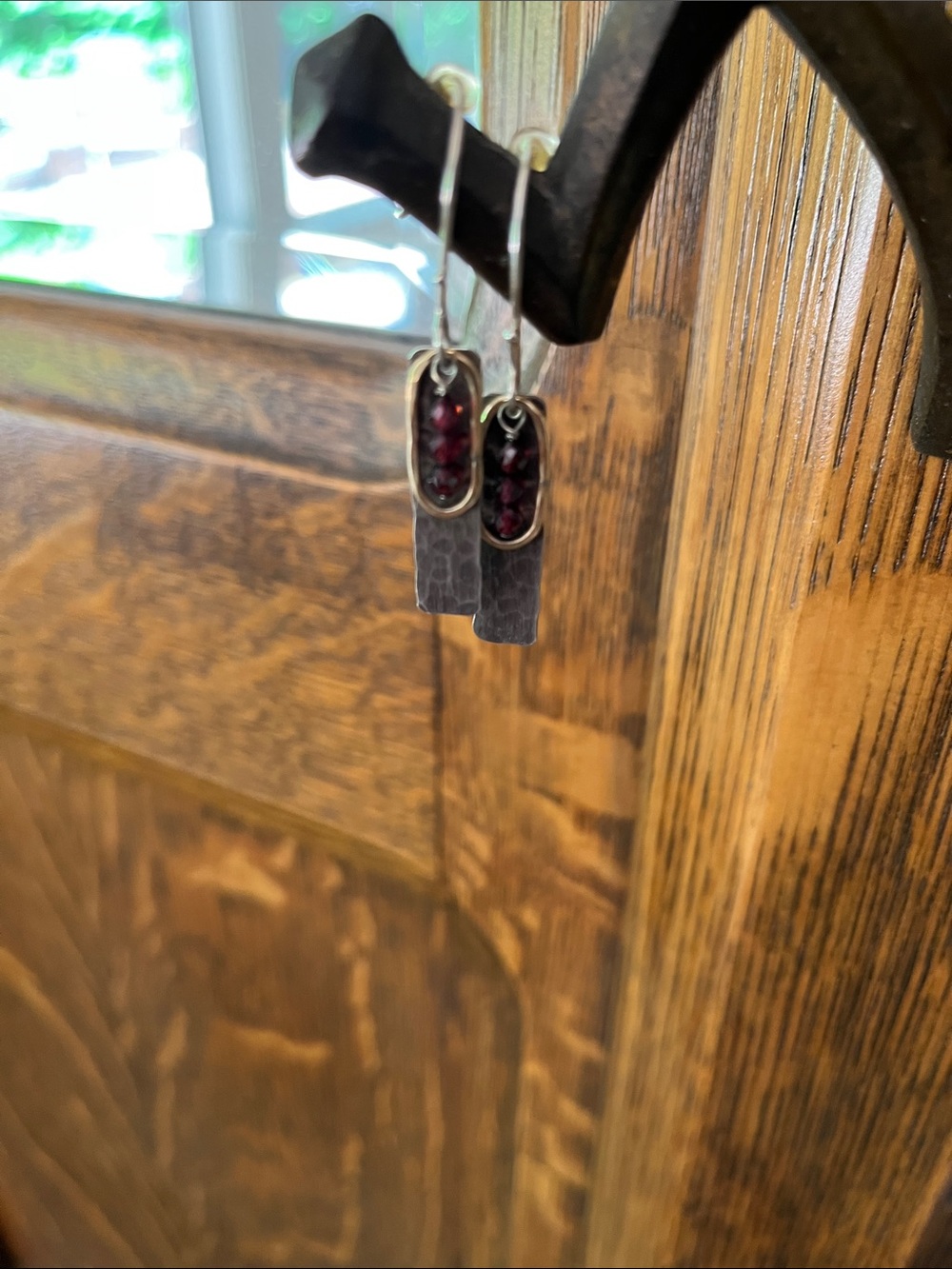 Sundance Garnet-Tone and Oxidized Silver Drop Earrings